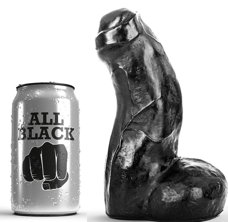 All Black Realistisk Dildo Svart 17 cm