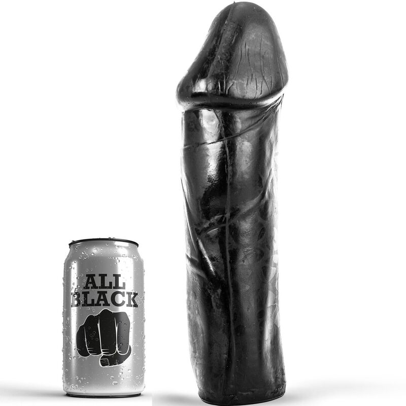All Black Dildo 28 cm utan testiklar