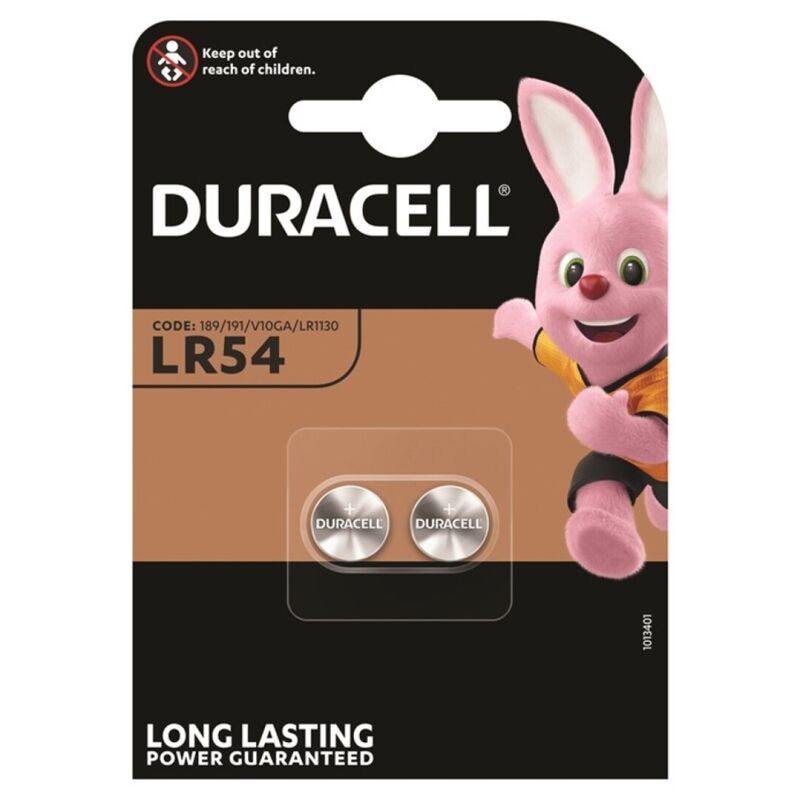 Duracell LR54 LR1130 AG10 Alkaliska Knappcellsbatterier 1,5V 2-pack