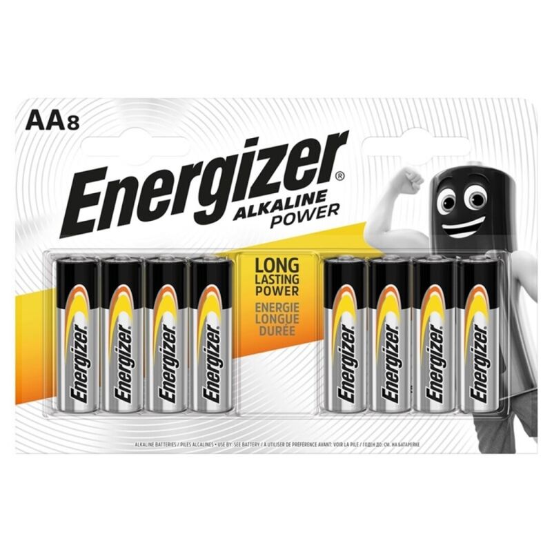 Energizer Power Alkalina Batterier AA LR6 8-pack