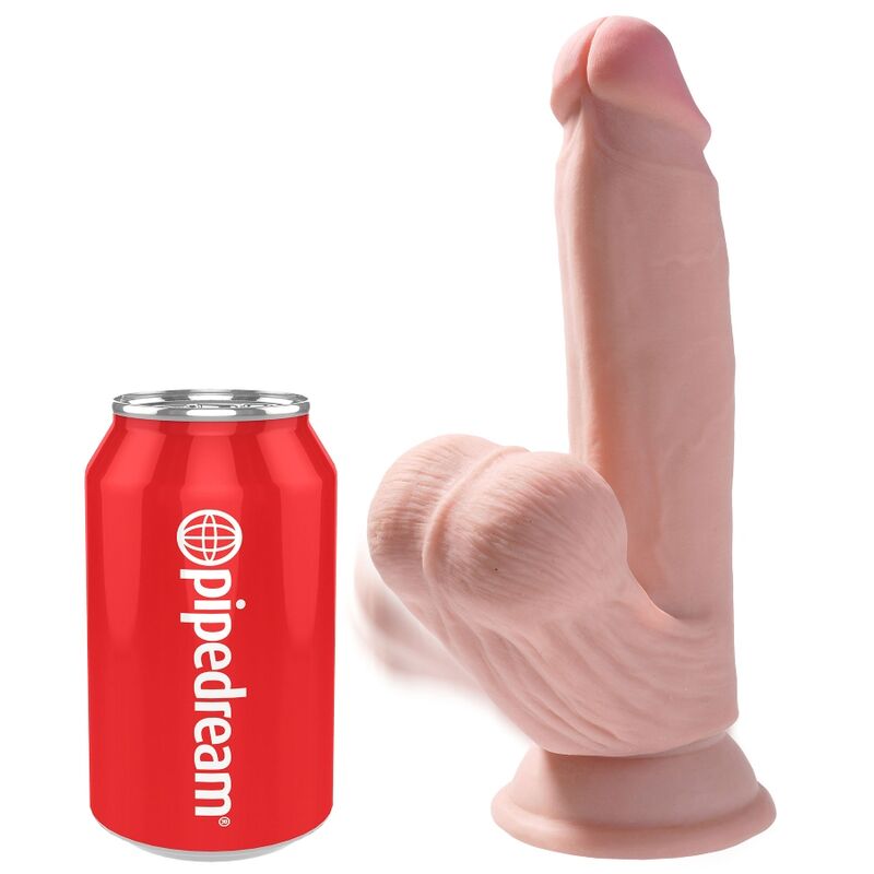 King Cock Plus 3D Dildo med svängande testiklar 15,2 cm