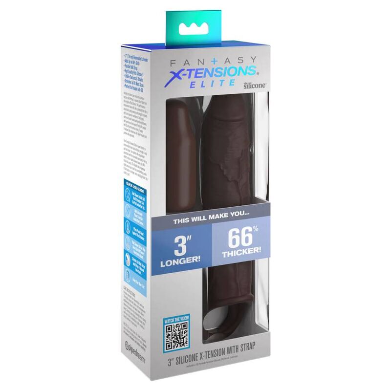 Penisförlängare med boll-rem – Fantasy X-Tensions 17,78 cm brun