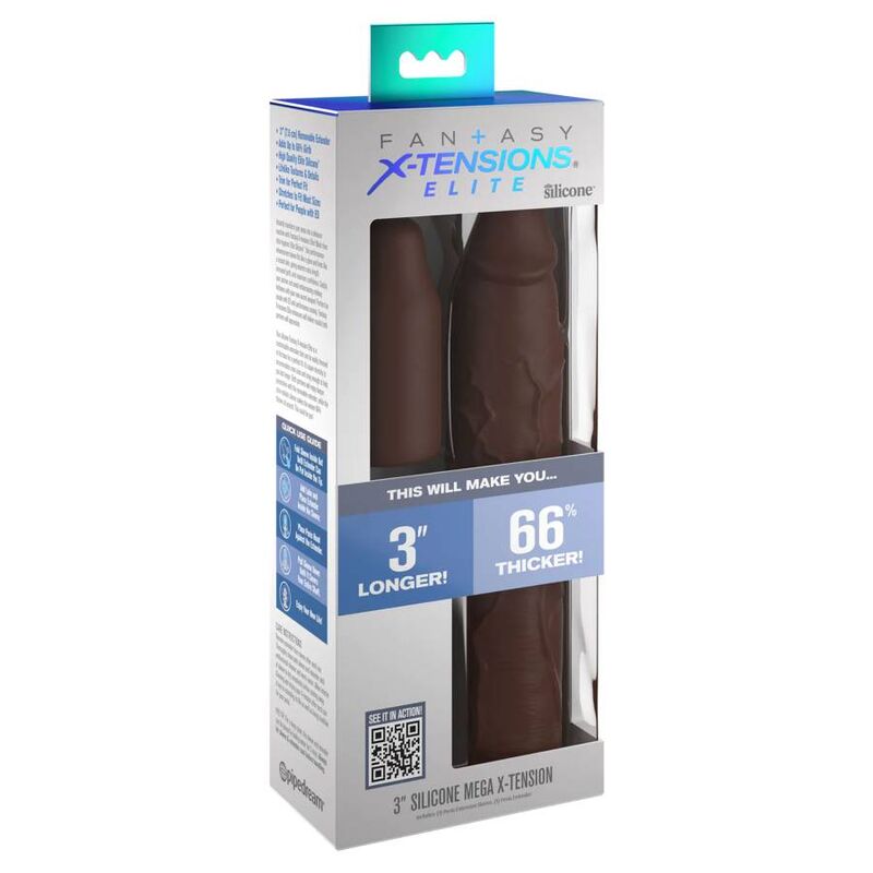 Fantasy X-Tensions Penis Sleeve med Förlängare - 22,86 cm Brun