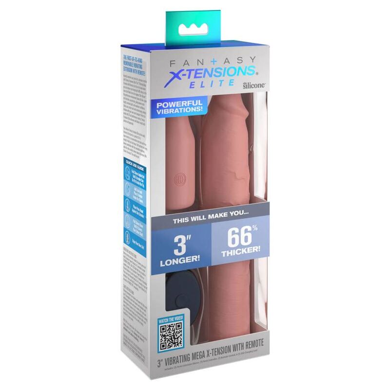 Fantasy X-Tensions penisring med vibration och fjärrande – 22,86 cm
