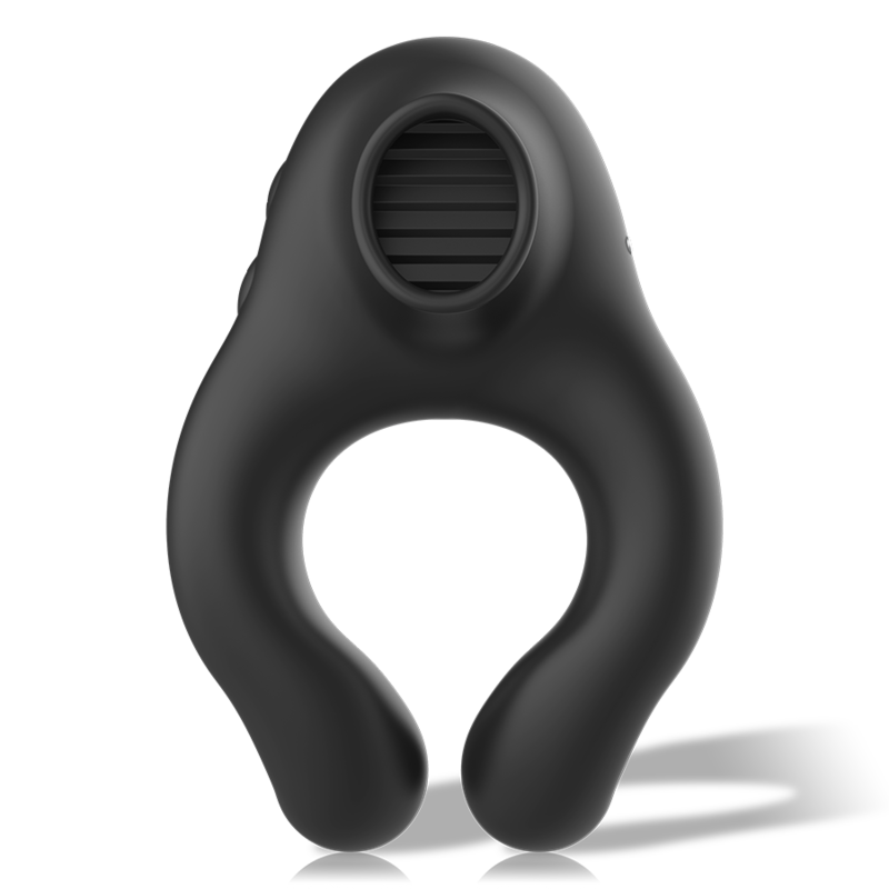 Vibrerande Penisring med Klitoristimulator – Svart Silikon