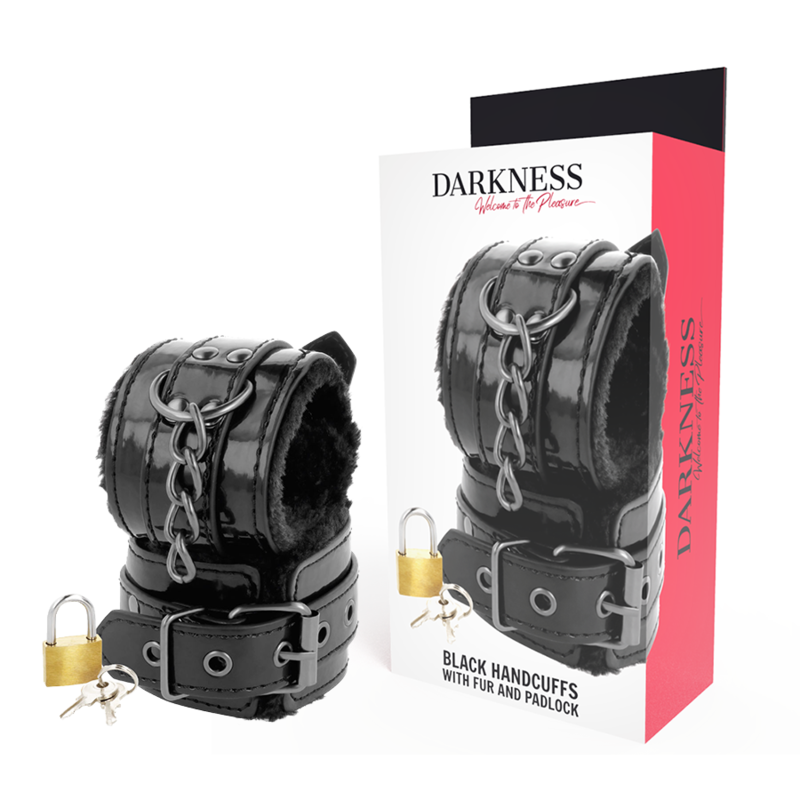 Darkness – Justerbara läderhandfängsel med hänglås