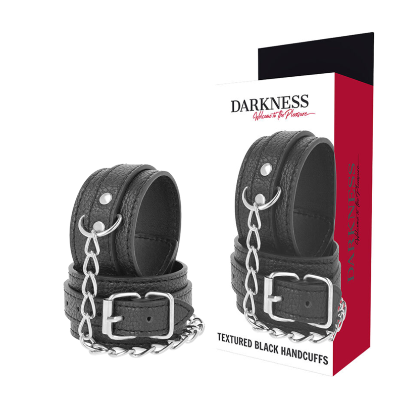 Darkness – Svarta läderhandbojor med struktur