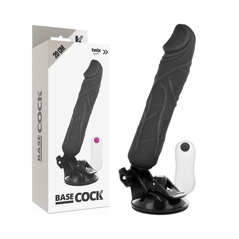 Realistisk vibrator med fjärrkonroll svart 20 cm