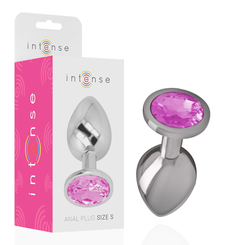 INTENSE – Metallanalplug med rosa kristall, storlek S