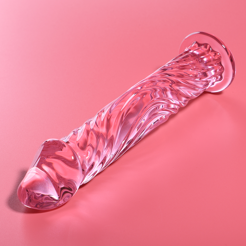 Nebula glaisdildo – modell 12 i borosilicatglas, rosa, 17 cm