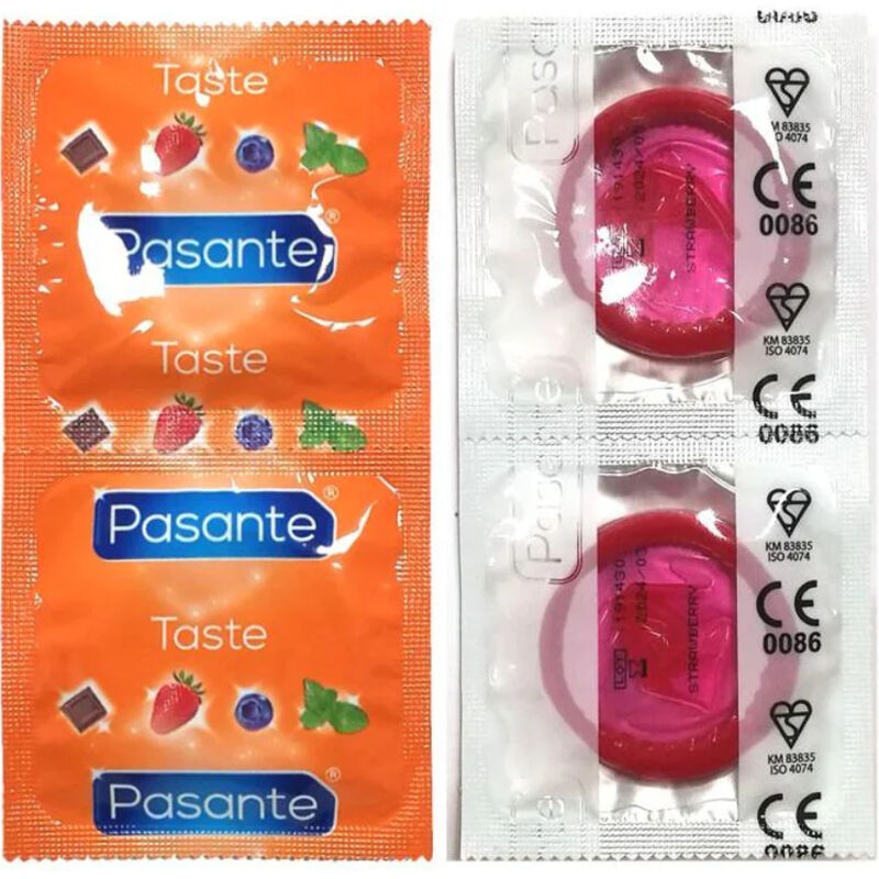 Pasante Jordgubbssmakade Kondomer 144-pack