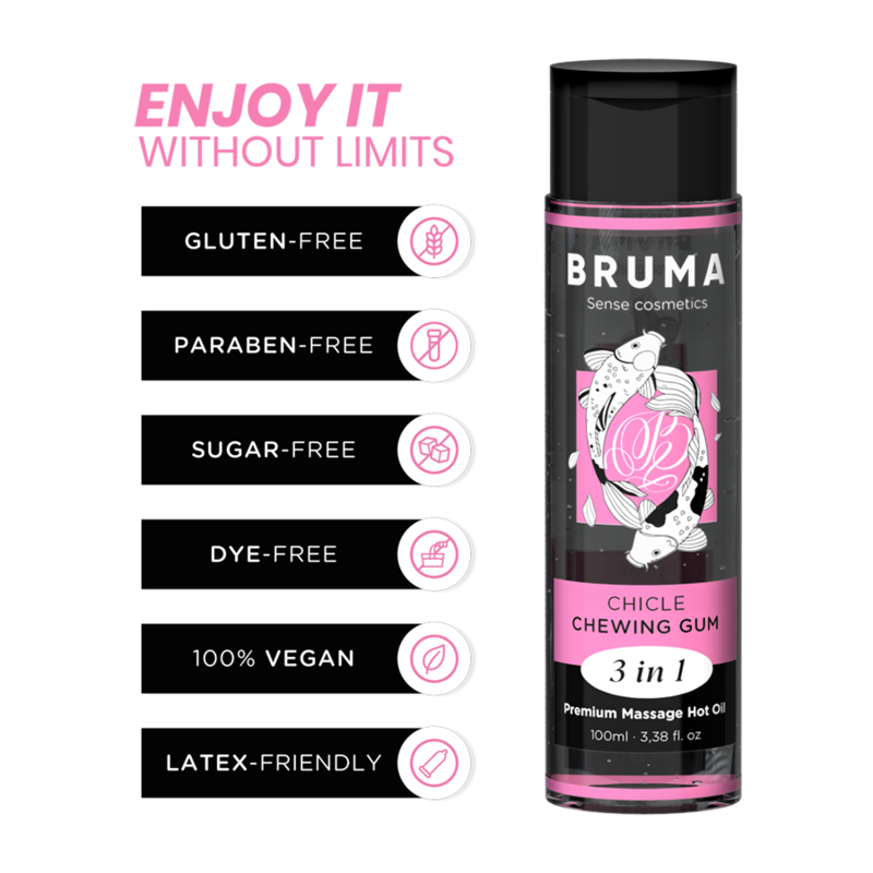 BRUMA Premium Massageolja med värmeffekt – Tuggummiesmak 100 ml