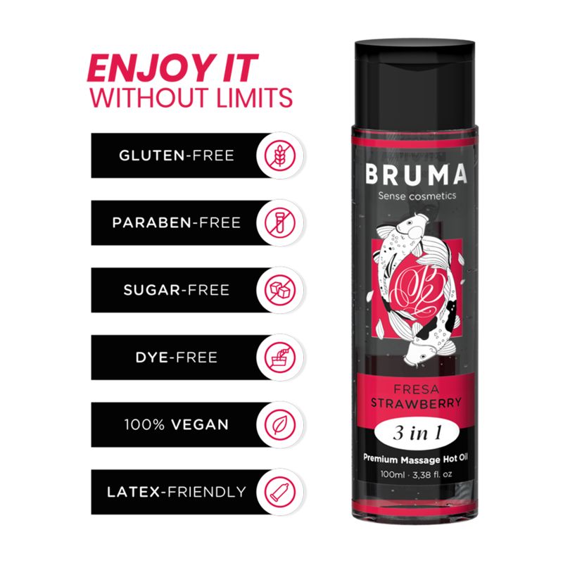 BRUMA Premium massageolja med värmeffekt jordgubb 100 ml