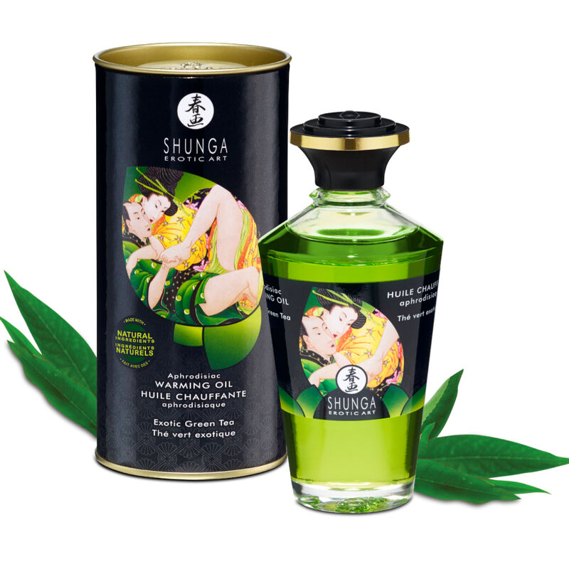 Shunga Värmande Massageolja Grönt Te 100 ml