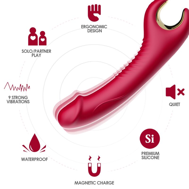 Armony Prince – Vibrerande och roterande dildo i rött