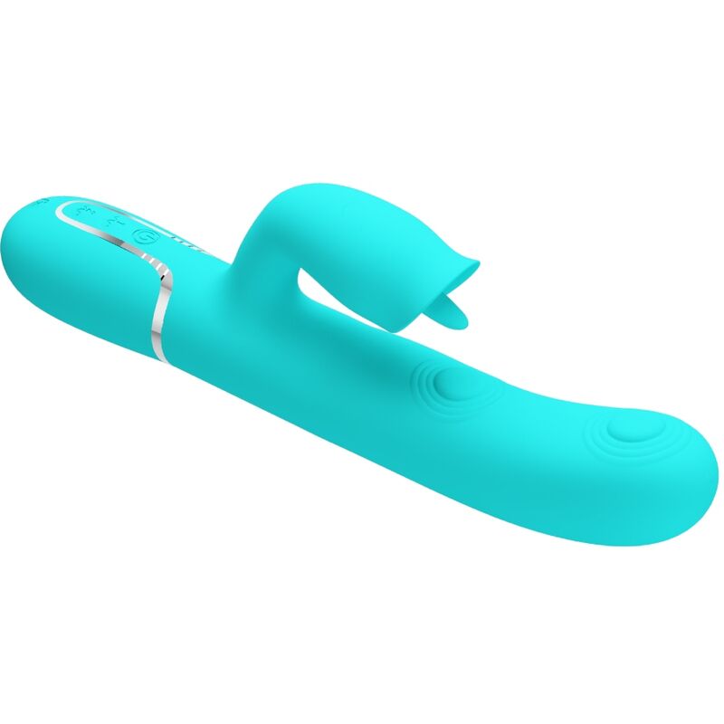 Pretty Love Kanin Vibrator med Slickande Stimulator – Akvamarin