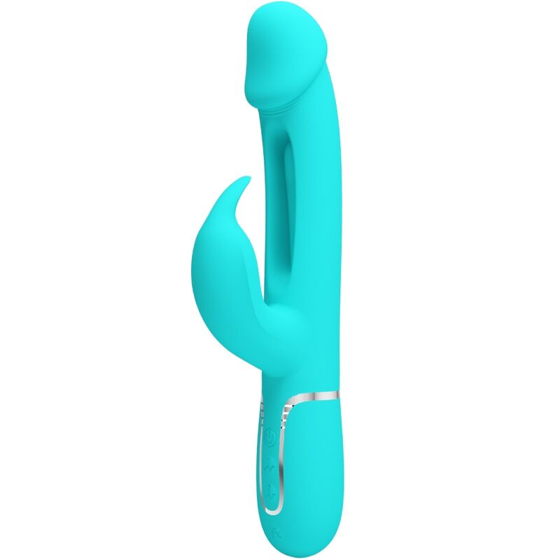 Pretty Love Kampas Rabbit 3-i-1 Vibrator med Tunga – Akvablå