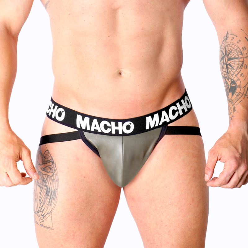 Macho Jock Läderimitation Grå Beige S