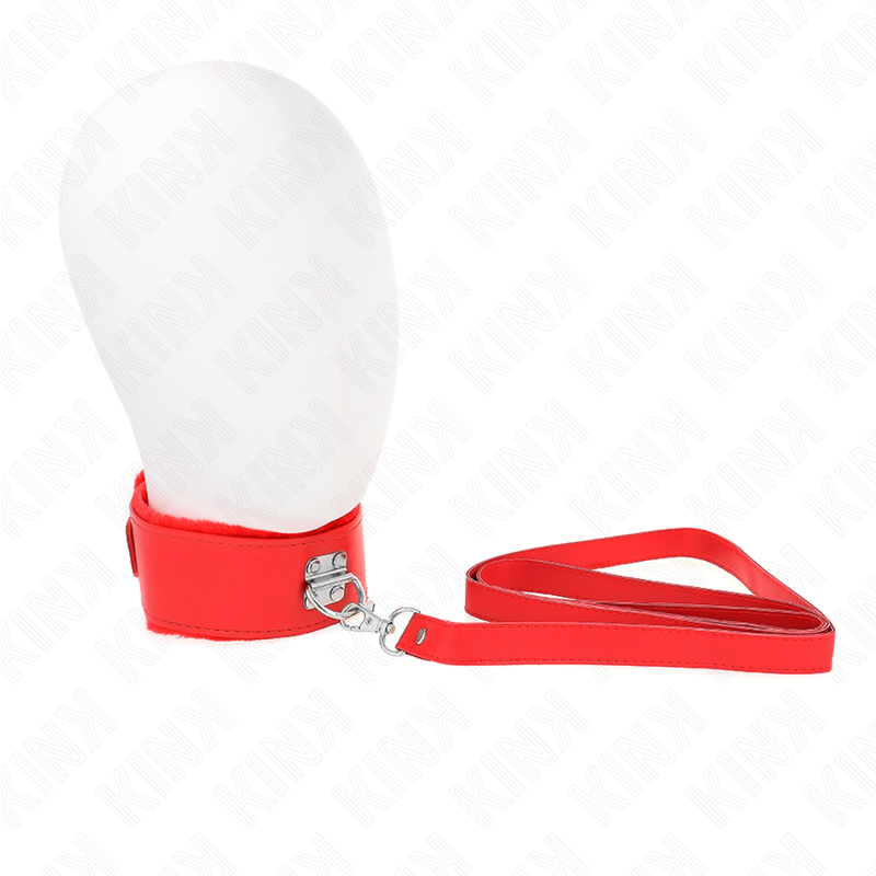 KINK Halsband med Koppel – Röd med Silverspik, Justerbar 40-48 cm