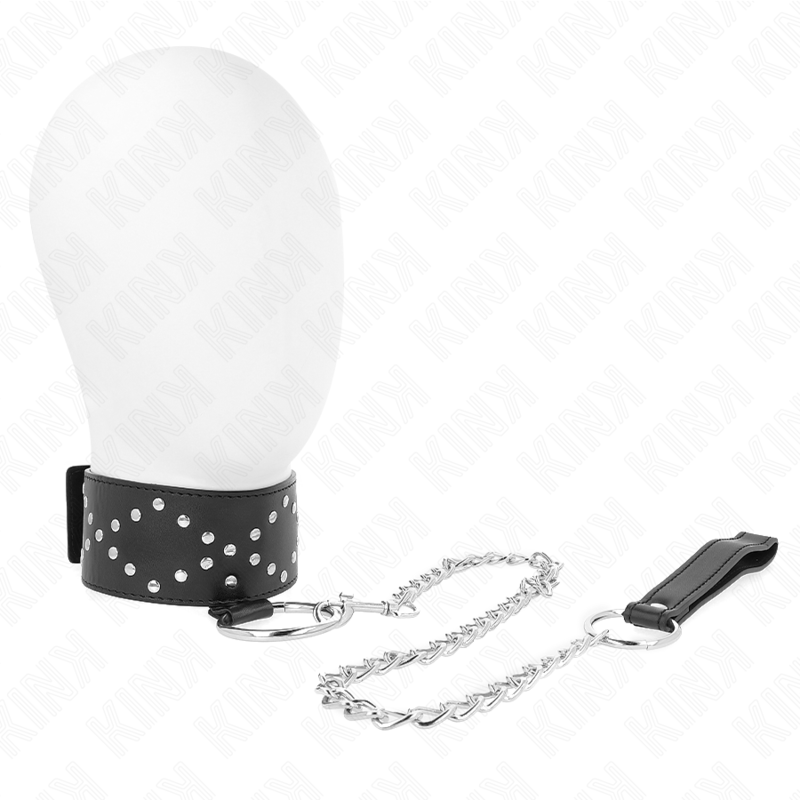 Halsband med koppel och silverspik