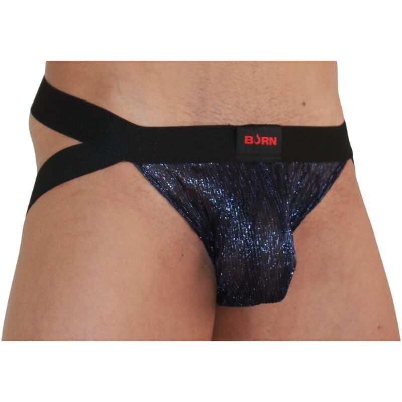 BURN Jockstrap 006 Blank Glansig Blå/Svart S