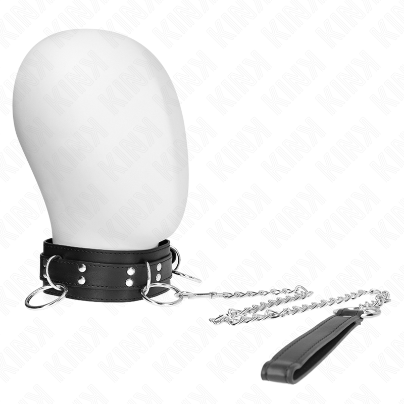 KINK – Slaveriehalsband med 3 ringar och rem 80 cm