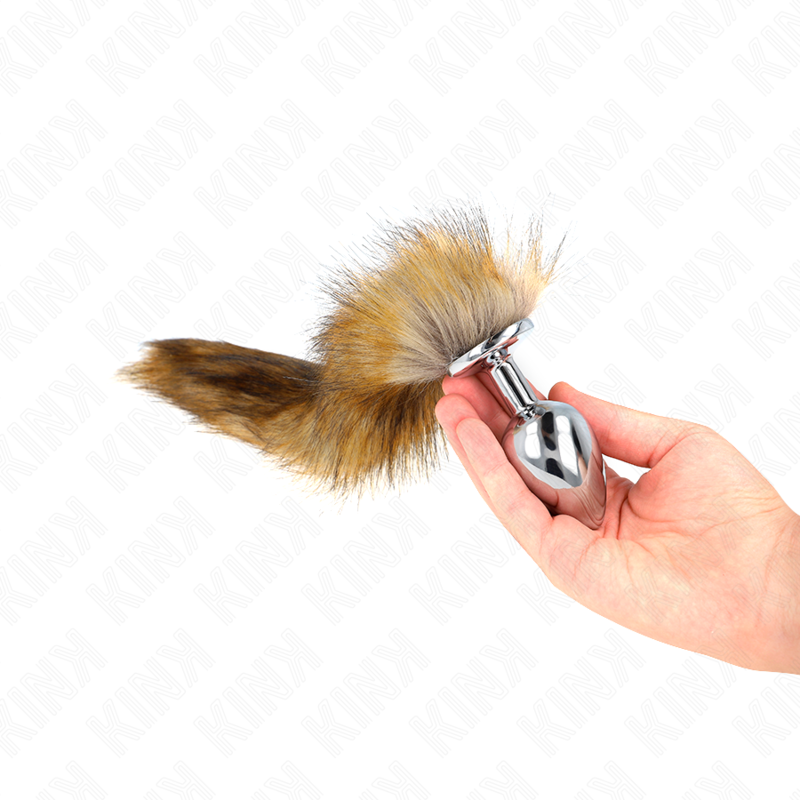 Anal Plug Storlek L med Syntetisk Svans 10 x 4 cm Brun