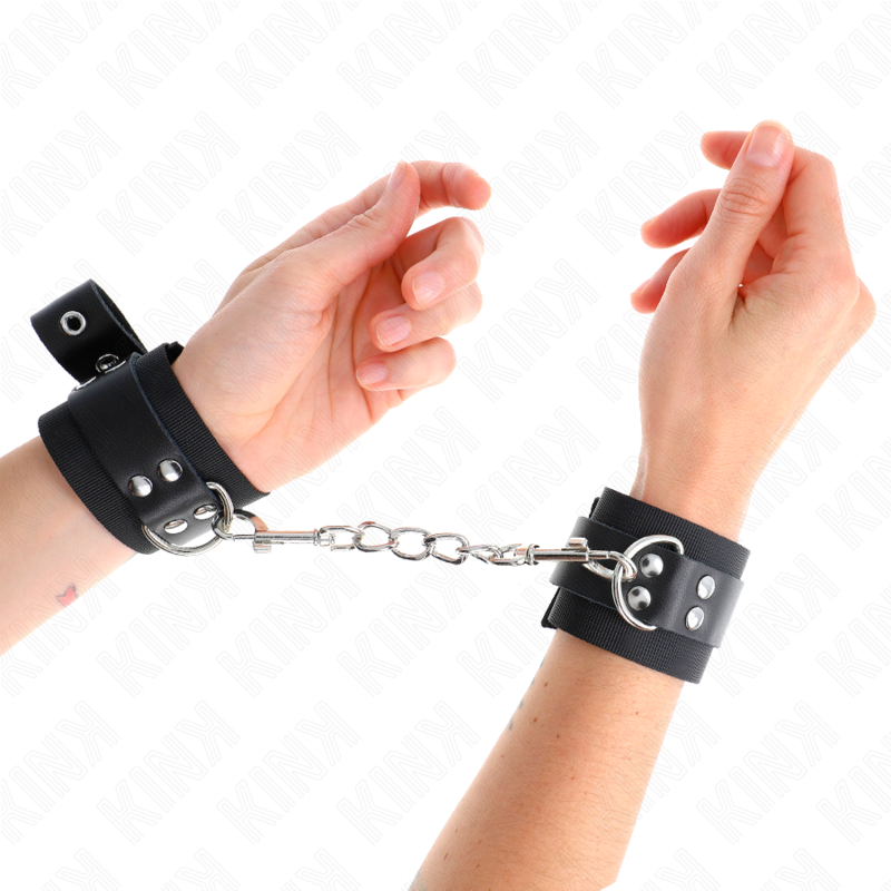 Nylon handledsbojan med läderband, svart, justerbar 19-29 cm