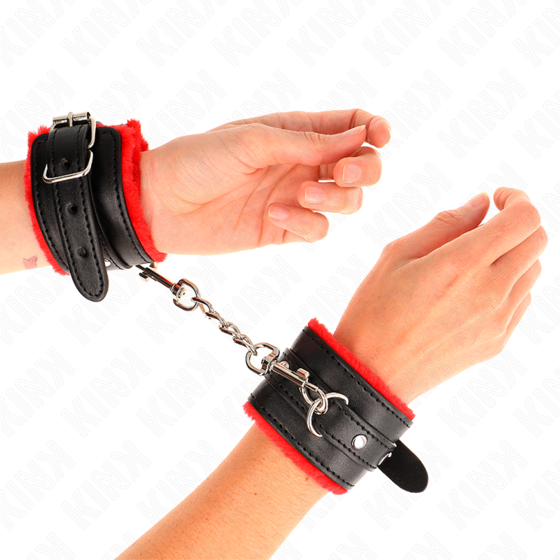 Röda Handbojor med Päls – Justerbara 17-29 cm
