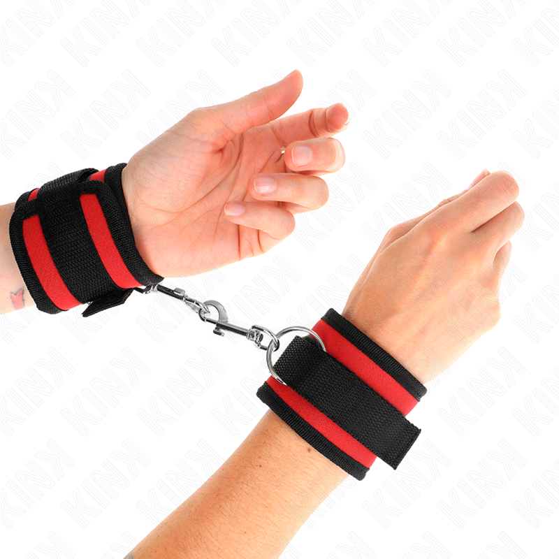 Nylon-armband med kardborre-stängning röd-svart justerbara 18-35 cm