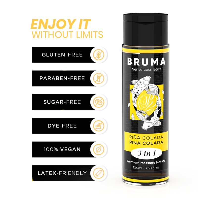 BRUMA Massageolja Premium Värmande Piña Colada 3-i-1 100 ml