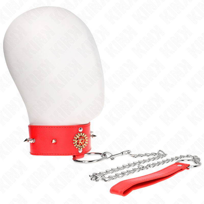 Röd diamanthalsband med bälte – justerbar 35–51 cm