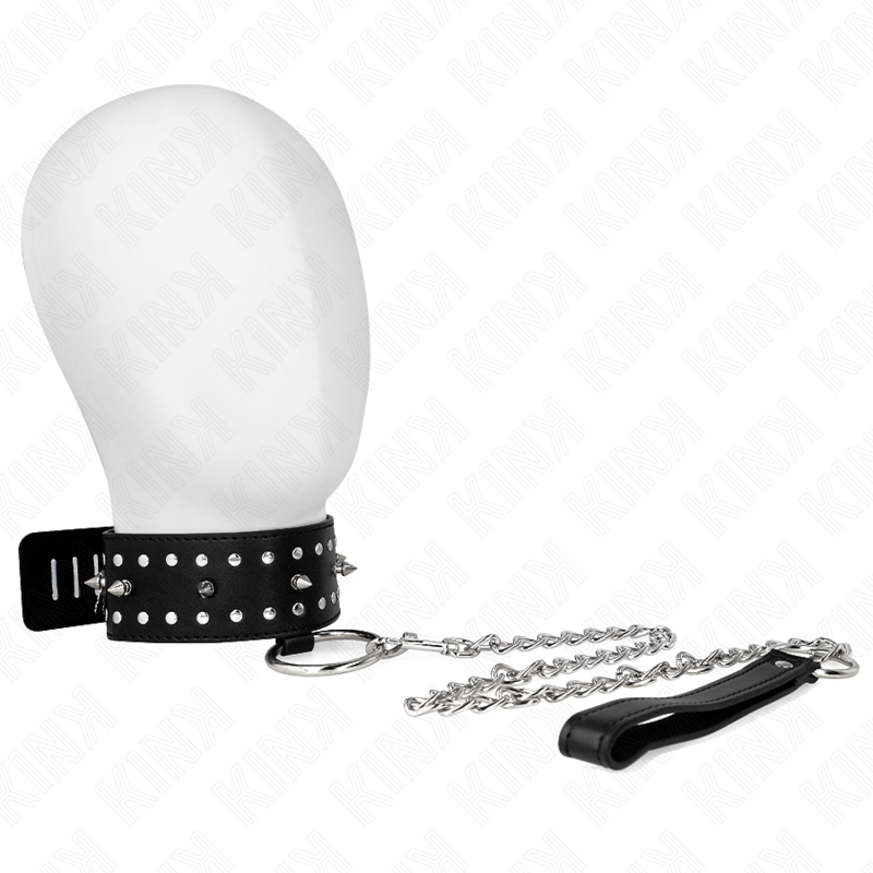 KINK Halsband med koppel och silverspik – justerbar 36–43 cm