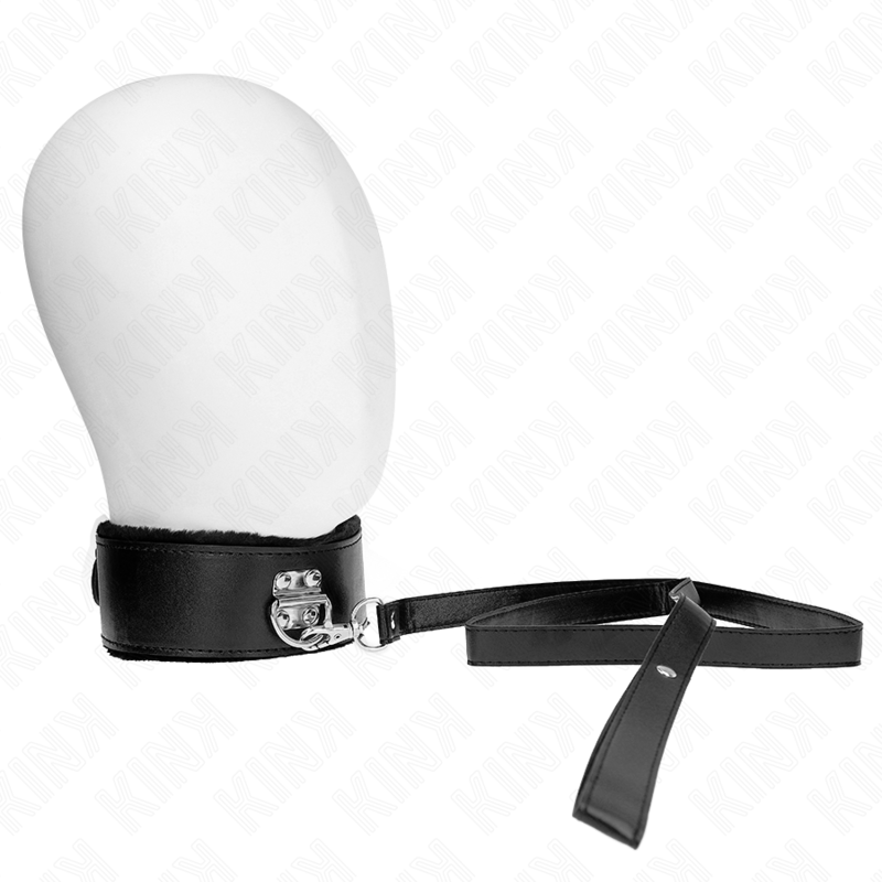 Halsband med koppel och silverspik – svart, justerbar 40-48 cm