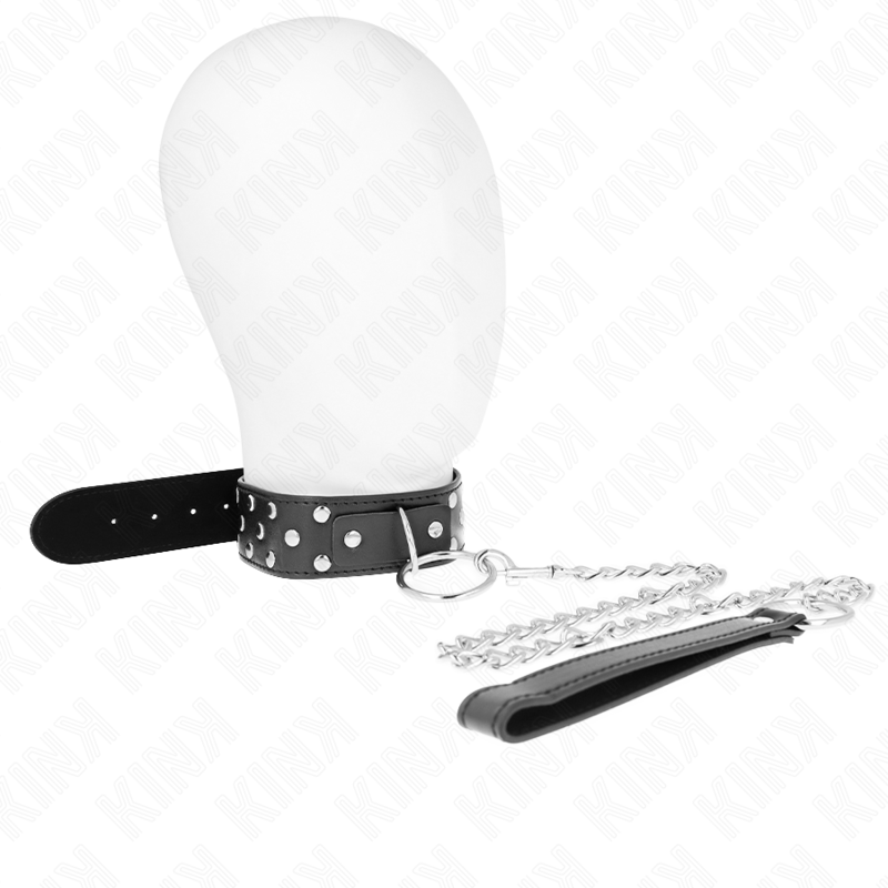 KINK - Nitlåsbar halsbånd med kedja, svart, 36-50 cm