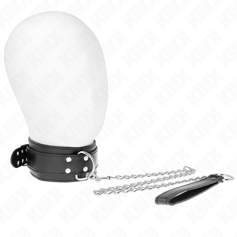 KINK – Halsband med rem, silver, justerbar 33–46 cm
