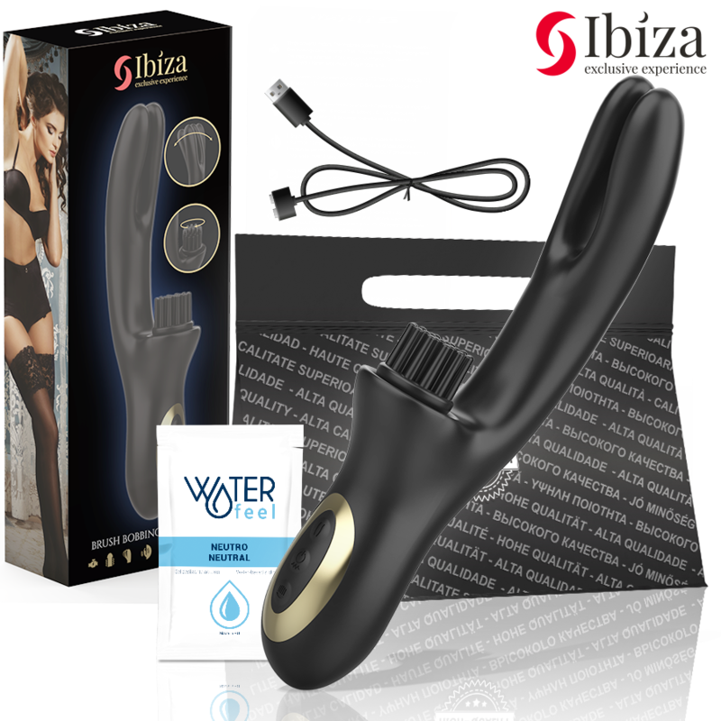 Ibiza – Hi-Tech Kanin Vibrator med Borstning och Dubbel Våg