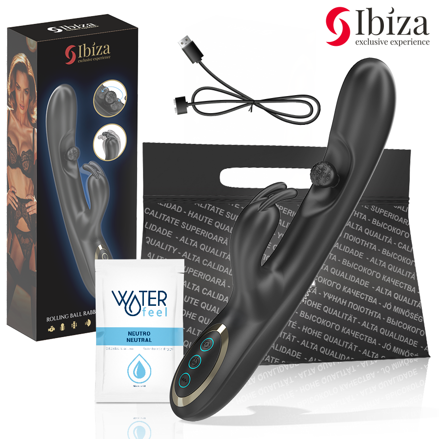 Ibiza – kraftfull kanin-vibrator med masserad rullande pärl