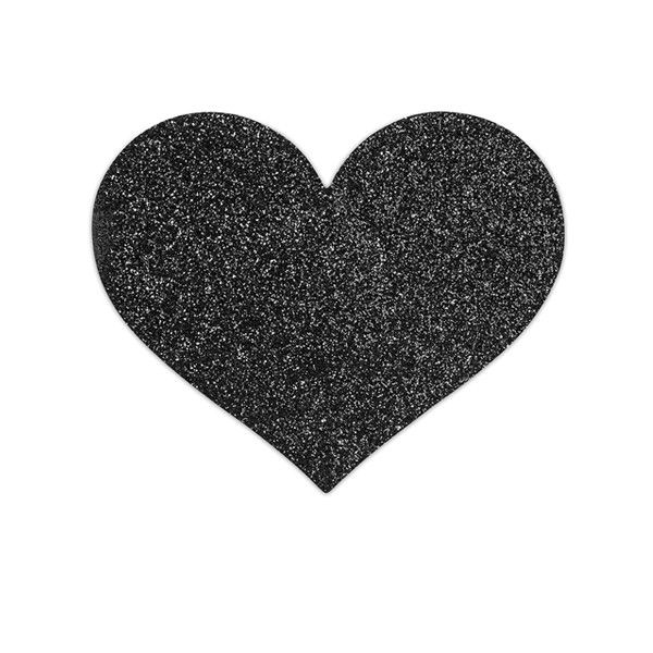 Glitterdekorationer för bröst – Svarta hjärtan
