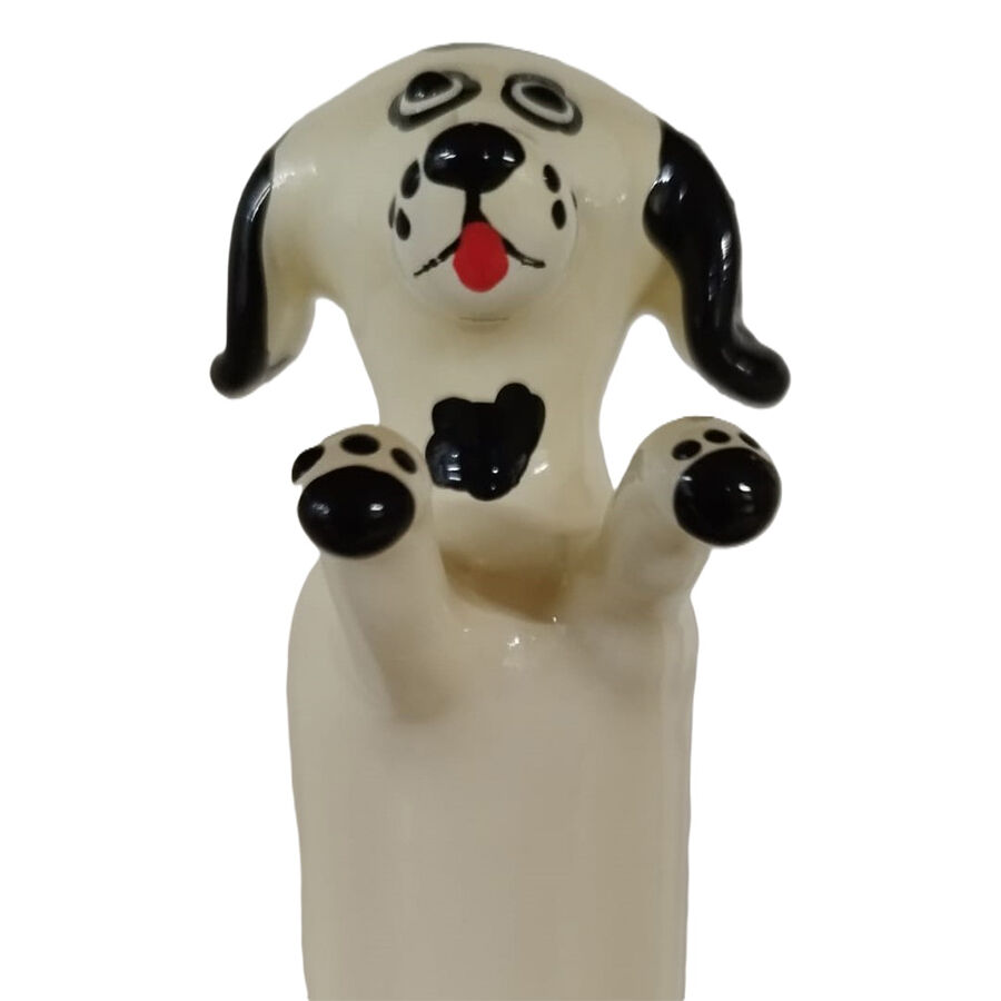 Handmålad Novelty-kondom Happy White Dog XL