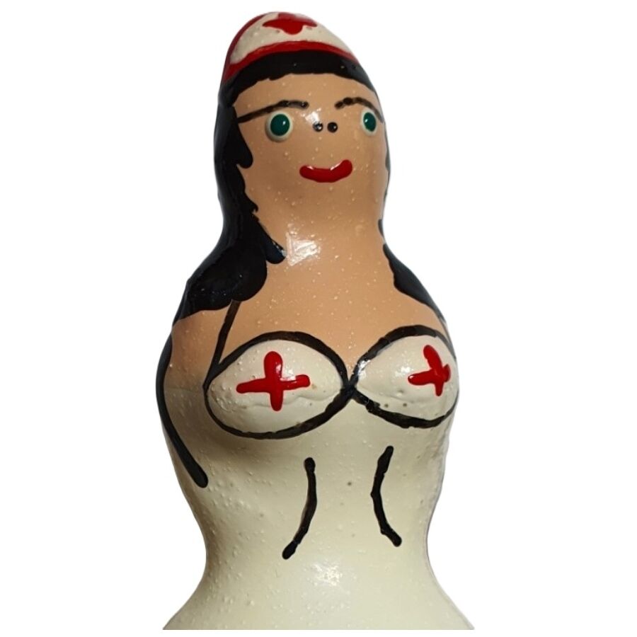 Handmålad Novelty Kondom Sjuksköterska Svart