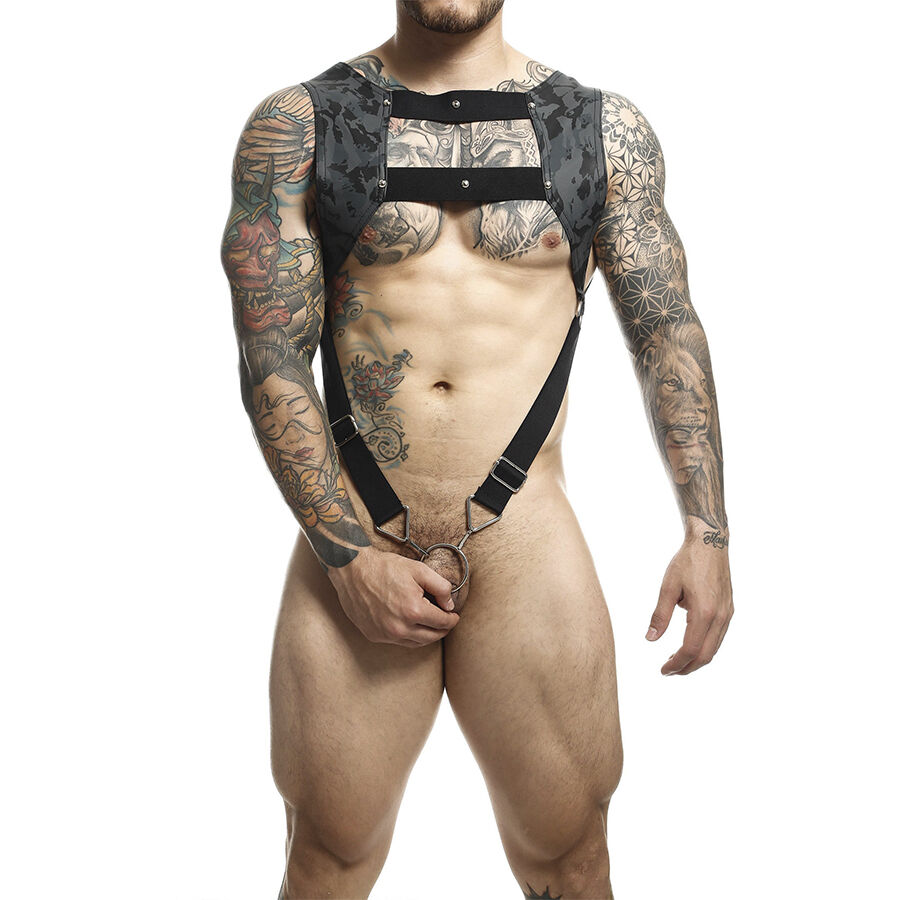 MOB Dungeon Harness med silvrig penisring