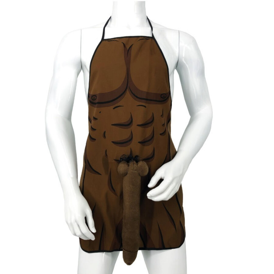 Rolig förkläde med 3D-penis och muskulös torso