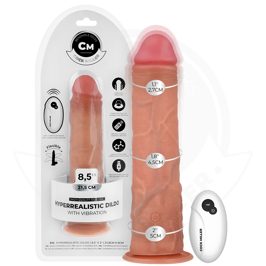 Cock Miller - Realistisk dildo med sugkopp och vibration 21,5 cm