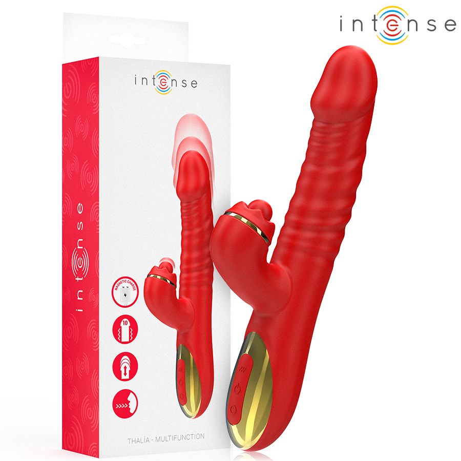 Thalia – Vibrator med vibration, stöt och klappning i rött