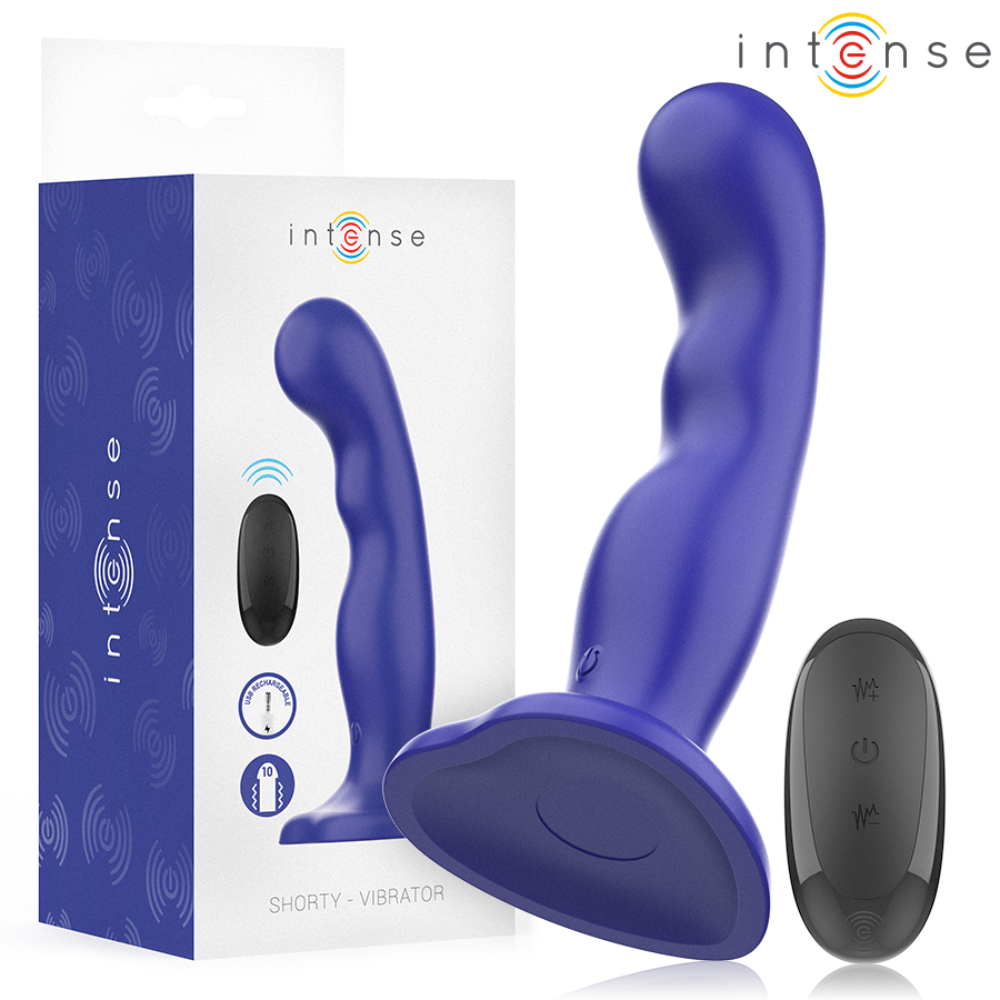 Intense Shorty vibrator med sugkopp och fjärrkontroll – blå