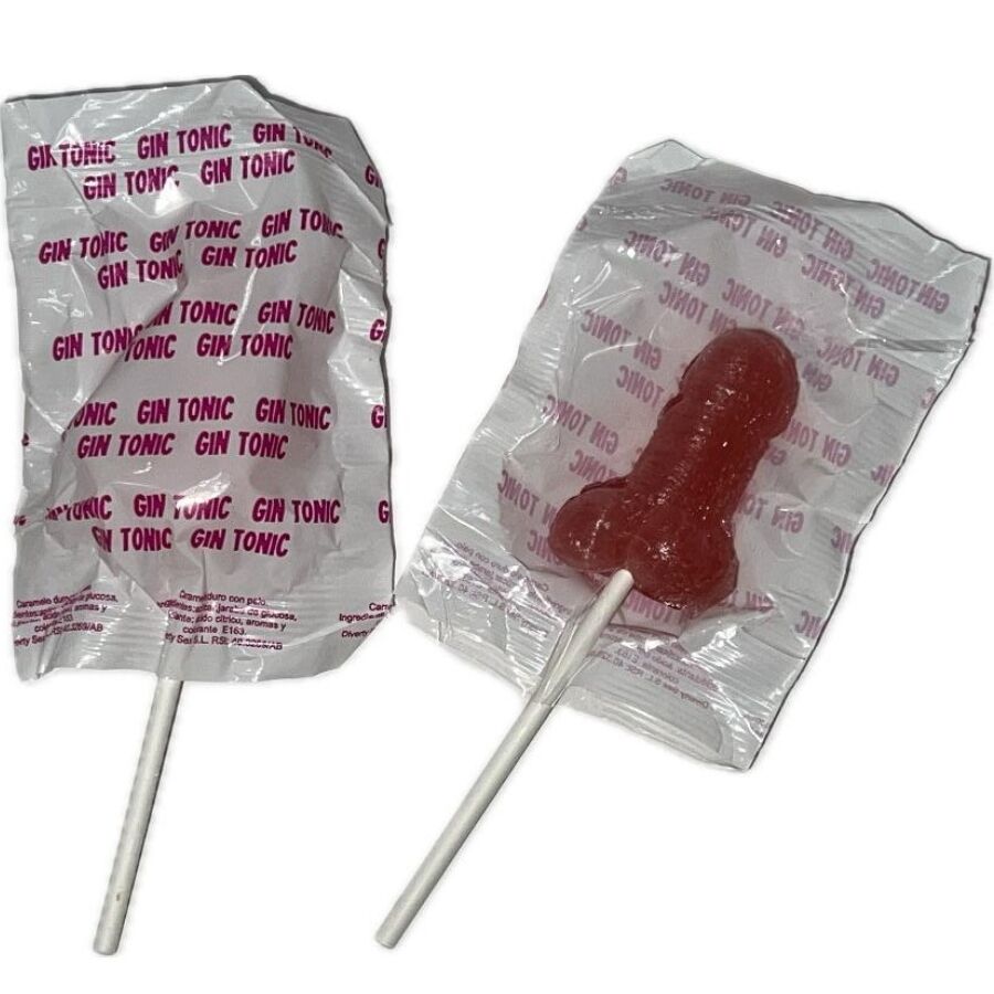 Penisformad Lollipop med Gin & Tonic och Jordgubb