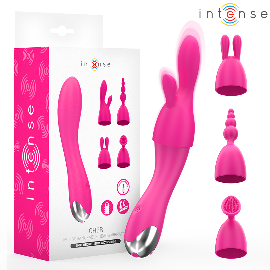 Cher vibrator med 20 vibrationslägen och utbytbara huvuden