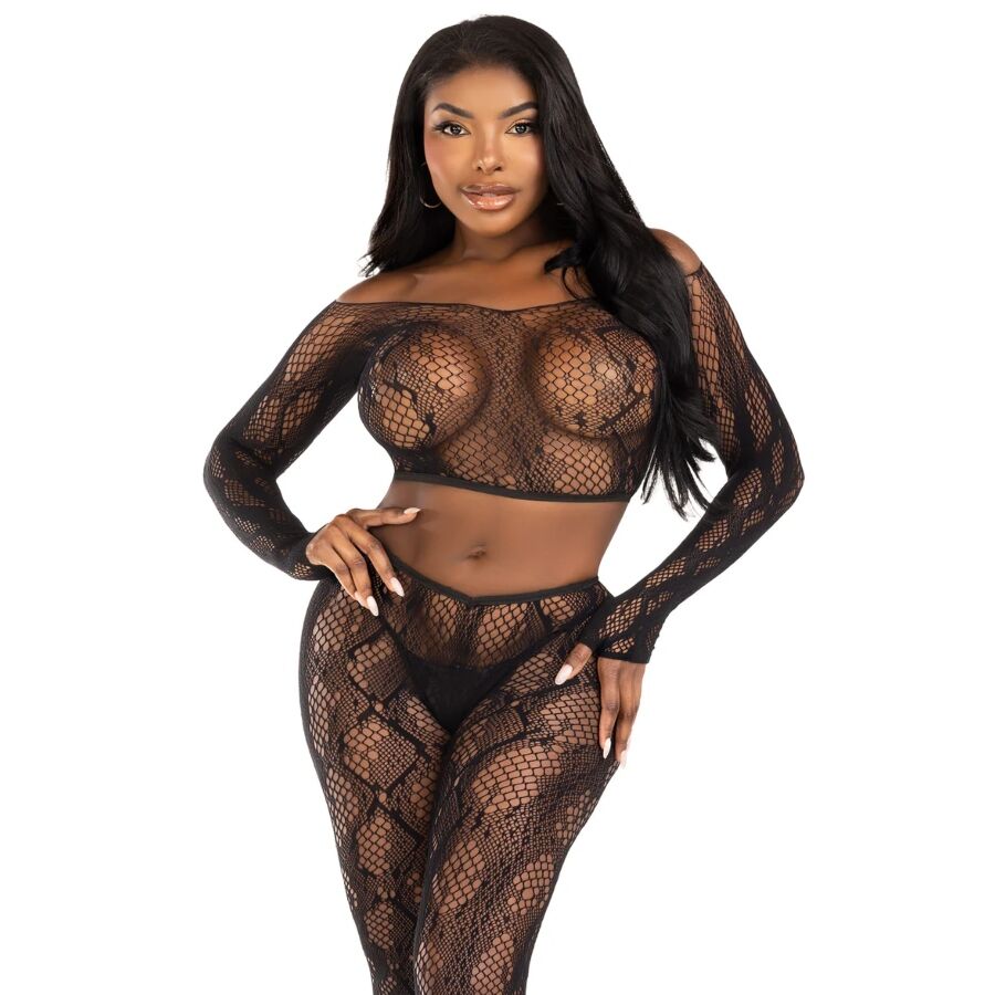 Python Crop Top & Fotlösa Leggings Svart