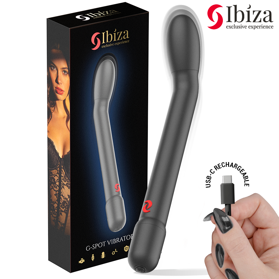 Ibiza – svart G-punkt vibrator med sugfunktion